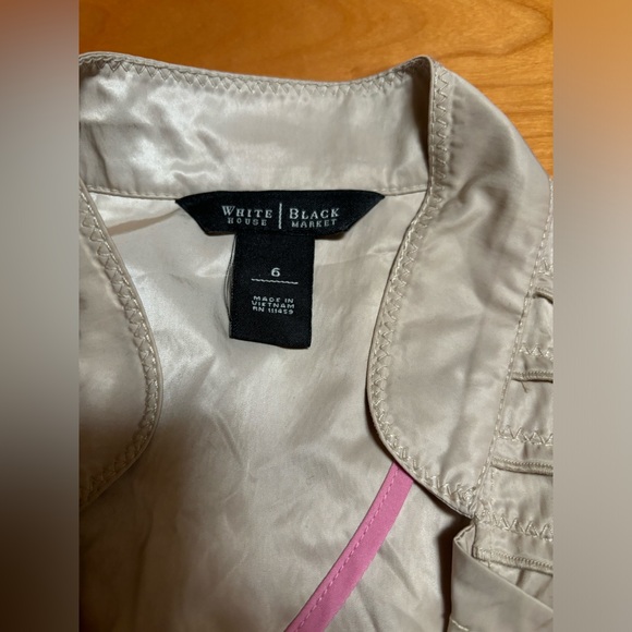 White House Black Market taupe ruffle jacket. - Picture 3 of 6